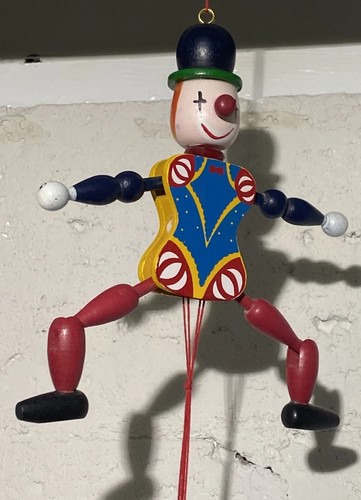 Vtg circus clown wood jumping - circus,