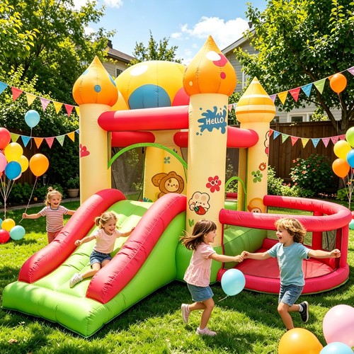 Cute mushroom bouncy castle - mushroom,